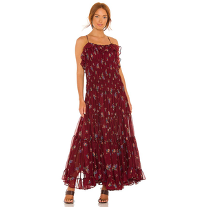 New Free People Cloud Nine Maxi Dress in Berry Combo sz Small